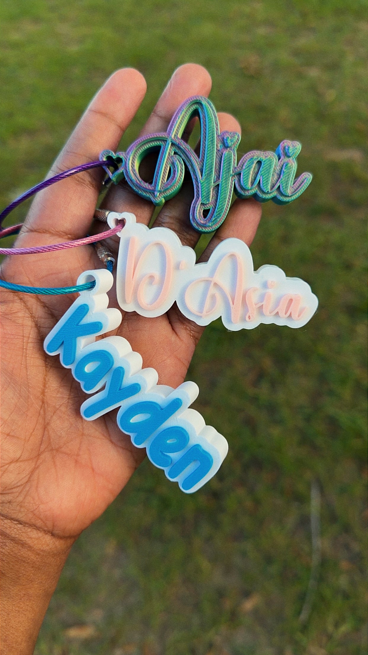 3D printed name tag with key ring